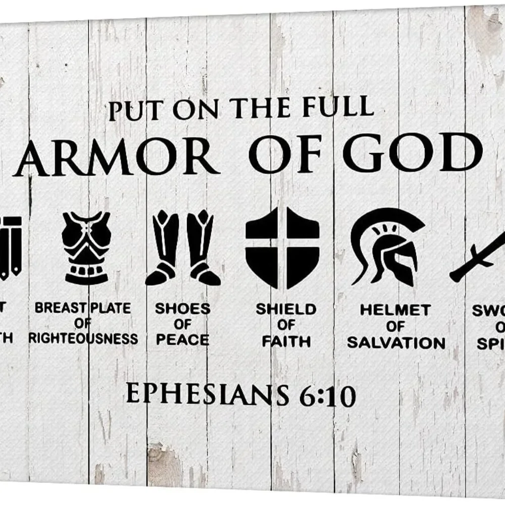 Christian Canvas Wall Art Framed Put on the‎ Full Armor of God Bible Poster